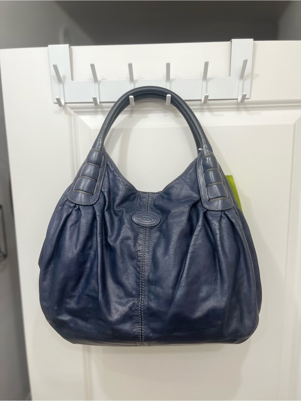 Tod's Ivy Sacca Media Dark Blue Leather Hobo Shoulder Bag